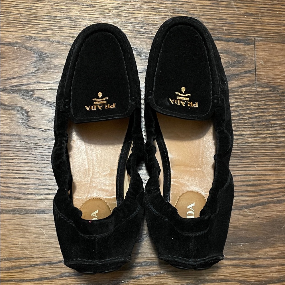 LIKE NEW Prada Women's Black Velvet Loafers